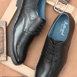 ASTEROID Men Black Textured Formal Derbys Shoes-picture-32