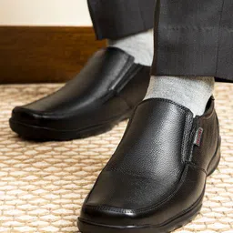 Red Chief Men Black Leather Formal Slip-on Shoes image 4