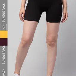 Apraa & Parma Women Pack Of 3 Skinny Fit Biker Shorts-picture-41