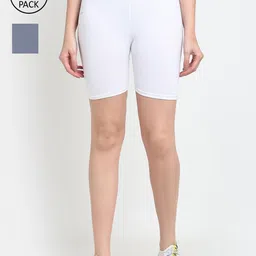 GRACIT Women White & Grey Cycling Sports Shorts-image-17