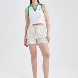 DeFacto Women Mid-Rise Pure Cotton Regular Shorts-image-33