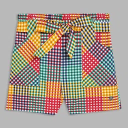 Blue Giraffe Girls Multicoloured Checked Shorts-picture-28