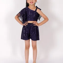 LIL DRAMA Girls Embellished symmetric Neck Top with Shorts-picture-42
