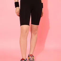 Clovia Women Black Solid Slim Fit High-Rise Cycling Shorts-picture-32