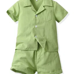 StyleCast x Revolte Kids Green Pure Cotton Shirt with Shorts-image-6