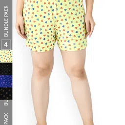 IndiWeaves Women Pack Of 4 Printed High-Rise Shorts-picture-37