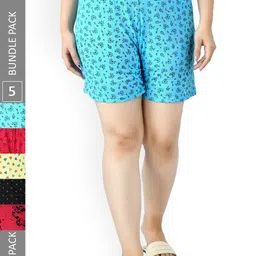 IndiWeaves Women Pack of 5 Pure Cotton Shorts-picture-19