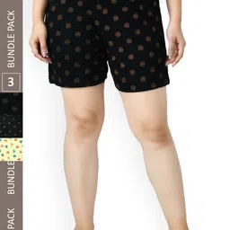 IndiWeaves Women Pack Of 3 Printed High-Rise Pure Cotton Shorts-image-81