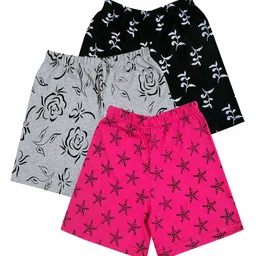 IndiWeaves Girls Pack Of 3 Printed High-Rise Cotton Shorts-picture-19