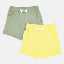 Pantaloons Baby Boys Pack of 2 Olive Green & Yellow Cotton Regular Shorts-picture-48