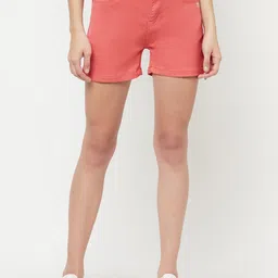 Crimsoune Club Women Pink Slim Fit Denim Shorts-picture-44