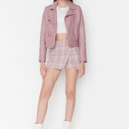 Trendyol Checked Pure Cotton Skorts-picture-10