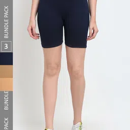 Jinfo Women Pack Of 3 Cycling Sports Shorts-picture-34