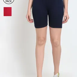 Jinfo Women Maroon & Black Pack Of 2 Cycling Sports Shorts-image-59