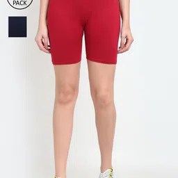 Jinfo Women Pack Of 2 Cycling Sports Shorts-image-58