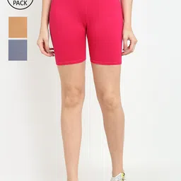 GRACIT Women Pack Of 3 Grey Cycling Sports Shorts-image-85