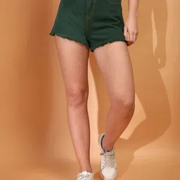 TALES & STORIES Women Mid Rise Denim Shorts-picture-24