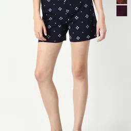 BAESD Women Pack of 3 Printed High-Rise Pure Cotton Shorts-image-7