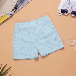 Purple United Kids Girls Self Designed Mid Rise Cotton Shorts-image-21