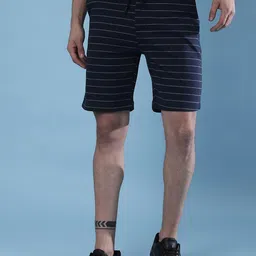 Campus Sutra Men Navy Blue Striped Outdoor Shorts-picture-17