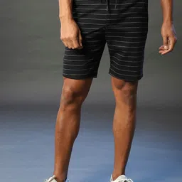 Campus Sutra Men Black Striped Outdoor Chino Shorts-image-47