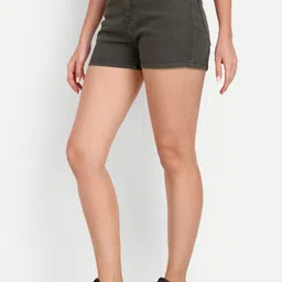 Roadster Women High-Rise Slim Fit Denim Hot Pants Shorts image 2