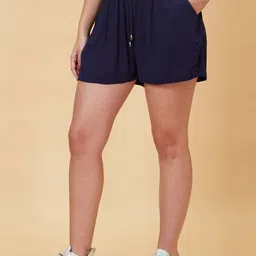 Globus Women Navy Blue High-Rise Regular Shorts image 4