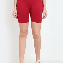 GRACIT Women Red & Maroon Set Of 2 Biker Shorts image 3
