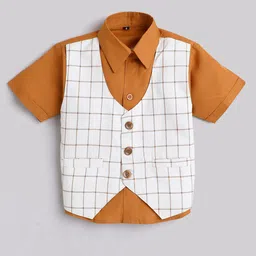 Jeetethnics Boys Partywear Checked Shirt with Shorts image 2