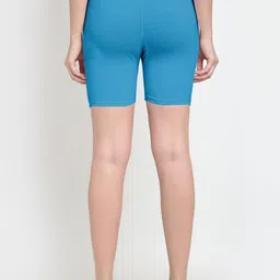 GRACIT Women Red & Sky Blue Solid Pack of 2 Lycra Biker Shorts image 3