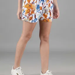 wHAT'S DOwn Women White & Blue Printed Lounge Shorts image 5