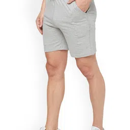 SPORTO Men Grey Melange Training or Gym Cotton Sports Shorts image 2