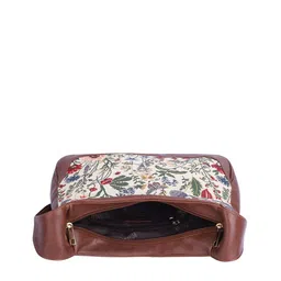 THE CLOWNFISH Women White Geometric Printed Structured Shoulder Bag with Tasselled image 4