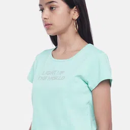 Coolsters by Pantaloons Girls Blue Typography Printed Cotton T-shirt image 2