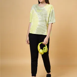 Ajile by Pantaloons Tie & Dye Printed Drop-Shoulder Sleeves Cotton Relaxed Fit T-shirt image 2