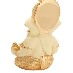 CraftVatika Gold-Plated & Beige Handcrafted Lord Ganesha Idol Showpiece For Car Dashboard image 4