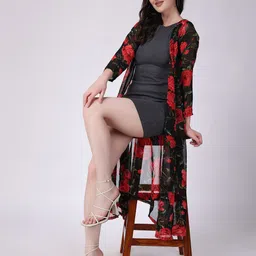 SCORPIUS Printed Georgette Open Front Longline Shrug-picture-43