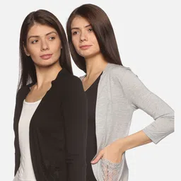 Outflits Women Black & Grey Monochrome Shrug-picture-15