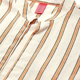 Cottinfab Striped Mandarin Collar Cotton Open Front Shrug image 4