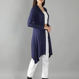 Nimble Women Navy Blue Longline  Open Front Shrug image 2