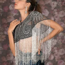 ODETTE Women Party Embellished Crop Button Shrug image 3