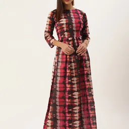 Ethnovog Women Multicoloured Made To Measure Digital Print Dyed Art Silk Anarkali Kurta-image-23