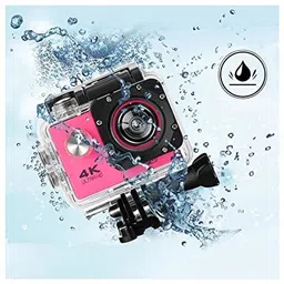 Drumstone Pink 4K WiFi 16MP Sports Action Camera 30M Underwater Waterproof Camera with Adjustable View Angle with Adjustable Body Harness Chest Belt Strap with Mobile Clip and Screw Converter image 4