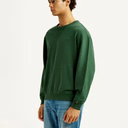 levi's Men's Overdyed Solid Green Crew Neck Sweatshirt image 4