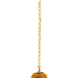 AKSHARA Gold-Plated White & Blue Stone-Studded & Beaded Wooden Balls Silk Thread Jewellery Set image 5