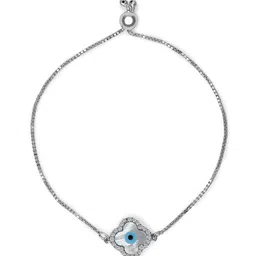 GIVA 925 Sterling Silver Rhodium Plated Silver Evil Eye Clover Bracelet image 4