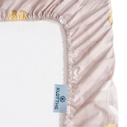 KLOTTHE Yellow Floral Printed Pure Cotton Fitted 400 TC Single Bedsheet With Pillow Cover image 3