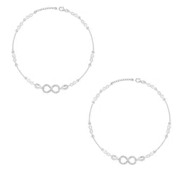 GIVA 925 Sterling Silver Rhodium Plated Stone Studded Graceful Infinity Anklet image 4