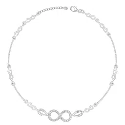 GIVA 925 Sterling Silver Rhodium Plated Stone Studded Graceful Infinity Anklet image 3