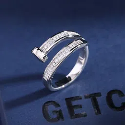 ZIVOM Silver-Plated CZ-studded Anti-Tarnish Finger Ring image 1